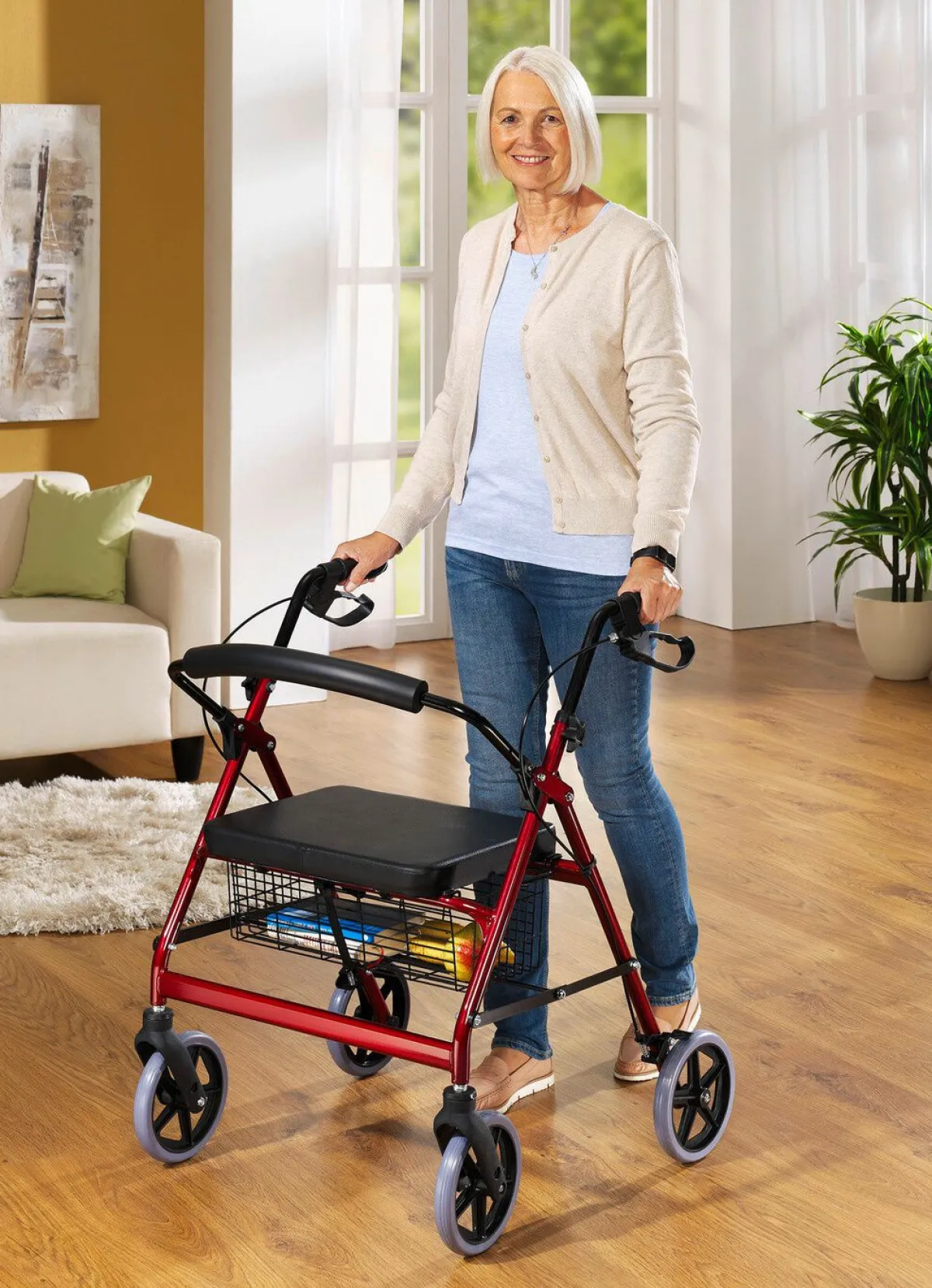 Outlet BADER Rollator XXL mit hochwertigem Stahlgestell ROT