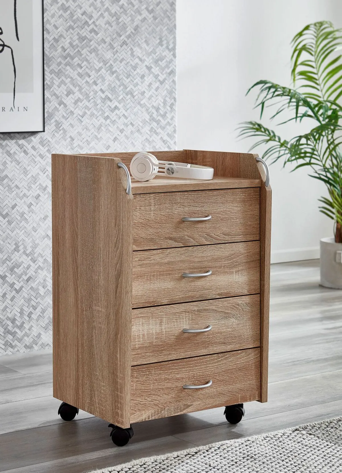 Clearance BADER Rollcontainer mit 4 Schubladen EICHE SONOMA