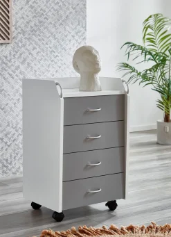 Sale BADER Rollcontainer mit 4 Schubladen WEISS-GRAU