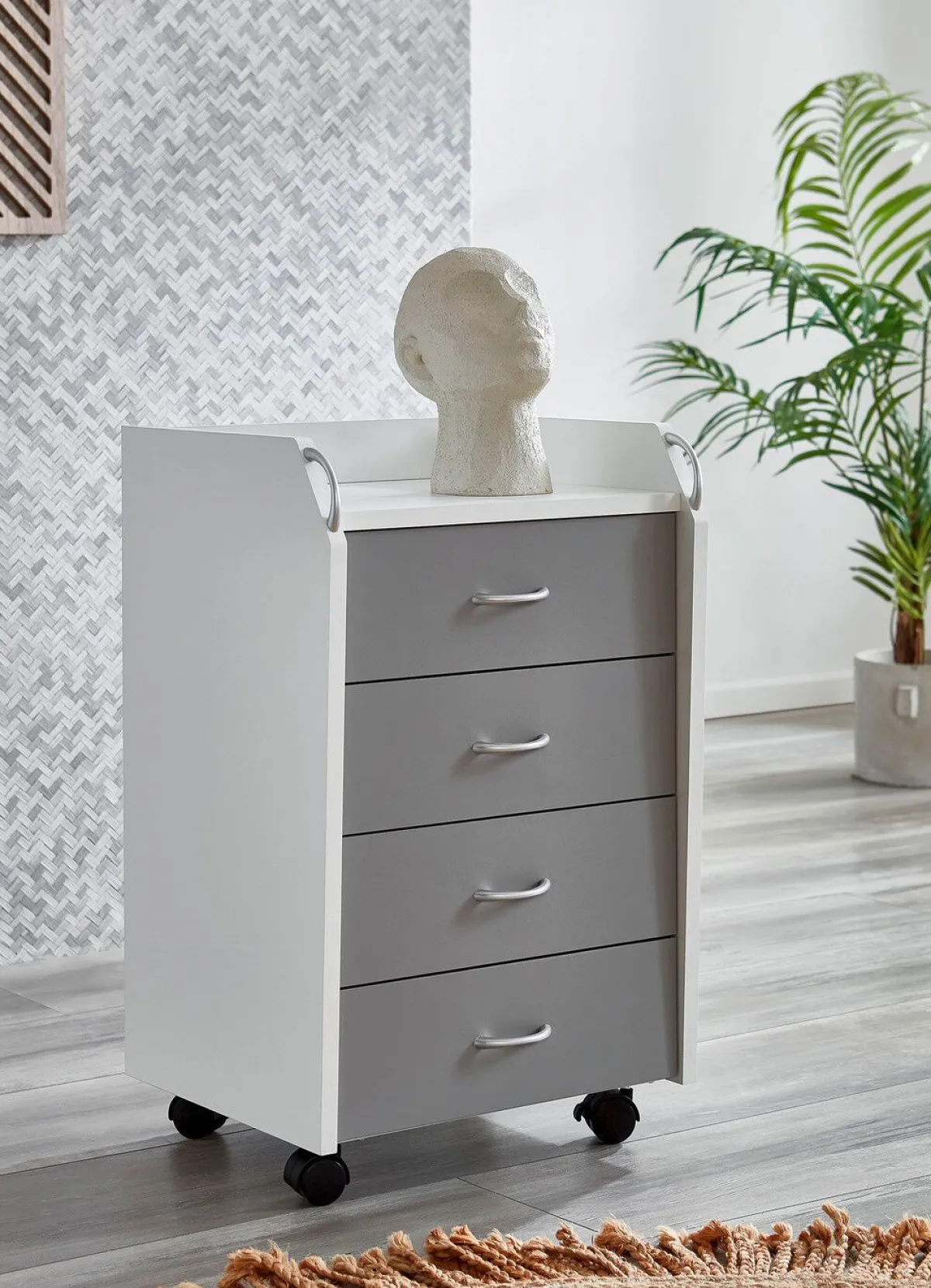 Sale BADER Rollcontainer mit 4 Schubladen WEISS-GRAU