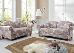 Discount BADER Romantisch-blumige Polstermöbel BRAUN-BEIGE