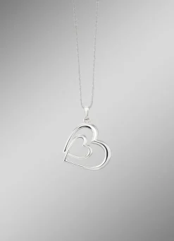 Clearance BADER Romantischer Doppelherz-Anhänger in Silber 925/- fein