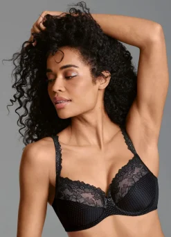 Hot ROSA FAIA Bügel-BH mit elastischer Spitze SCHWARZ-PUDER