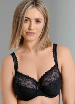 Hot ROSA FAIA Bügel-BH mit elastischer Spitze SCHWARZ-PUDER