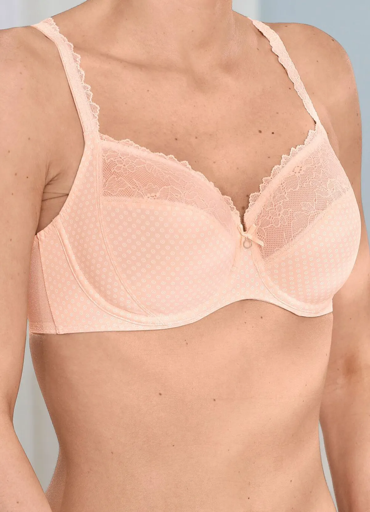 Discount ROSA FAIA Bügel-BH mit elastischer Spitze ZARTAPRICOT-ECRU