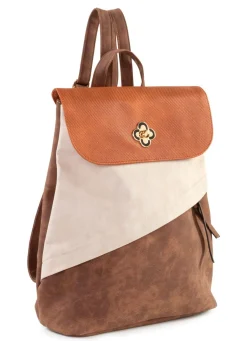 Discount BADER Rucksack mit Überschlag und Drehschloss BRAUN-BEIGE