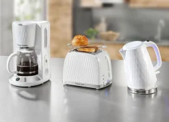 Hot RUSSELL HOBBS Frühstücksserie Honeycomb aus Hochglanz-Kunststoff WEISS