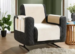 Hot BADER Samtweiche Sessel- und Sofaschoner mit Anti-Rutsch-Rückseite CREME