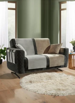 Outlet BADER Samtweiche Sessel- und Sofaschoner mit Anti-Rutsch-Rückseite GRAU