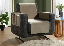 Discount BADER Samtweiche Sessel- und Sofaschoner mit Anti-Rutsch-Rückseite STEIN
