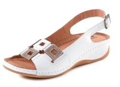 Discount BADER Sandale aus Rind-Nappaleder mit verstellbarem Fersenriemchen WEISS-BRONZE
