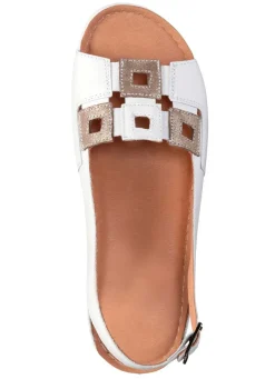 Discount BADER Sandale aus Rind-Nappaleder mit verstellbarem Fersenriemchen WEISS-BRONZE
