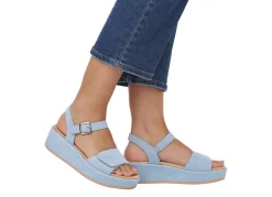 Sale Remonte Sandale aus Samtveloursleder HELLBLAU