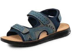 Hot BADER Sandale aus Synthetik und Textil BLAU-GRAU