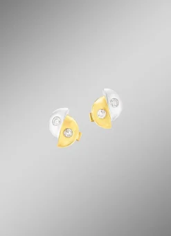 New BADER Satinierte Ohrstecker in Bicolor mit 4 Brillanten