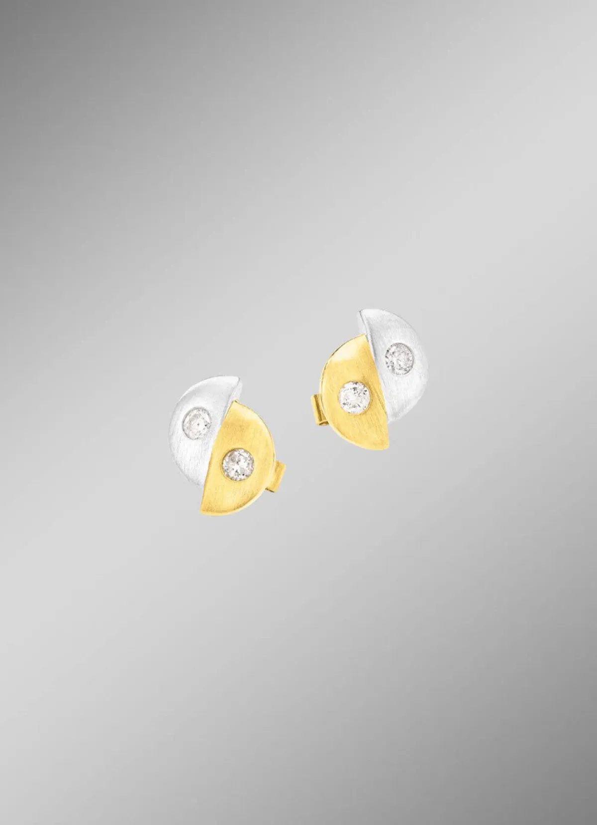 New BADER Satinierte Ohrstecker in Bicolor mit 4 Brillanten