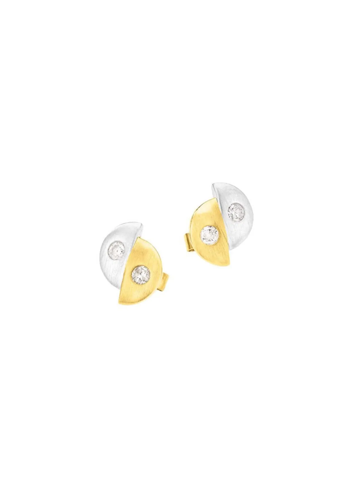 New BADER Satinierte Ohrstecker in Bicolor mit 4 Brillanten