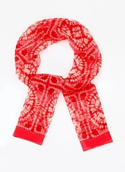 Hot BADER Schal in Batik-Optik FEUERROT-BEIGE