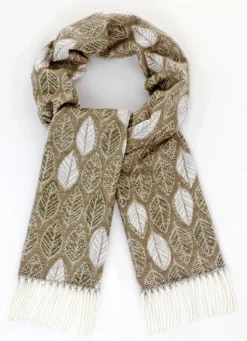 Outlet BADER Schal mit Blätterdessin KHAKI-OLIV-ECRU