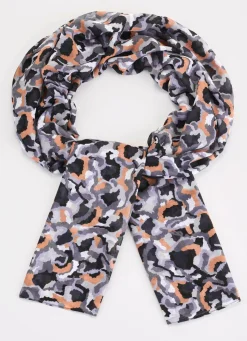 Clearance BADER Schal mit Camouflage-Dessin GRAU-SCHWARZ-COGNAC-WEISS