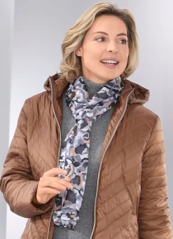 Clearance BADER Schal mit Camouflage-Dessin GRAU-SCHWARZ-COGNAC-WEISS