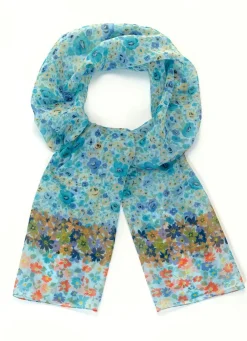 Hot BADER Schal mit Fantasieblüten-Dessin MINT-GELB-ROYALBLAU-AQUA