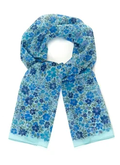 Clearance BADER Schal mit Fantasieblüten-Dessin MINT-BLEU-DUNKELBLAU-TÜRKIS
