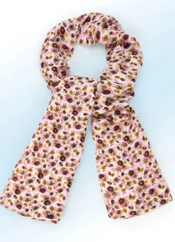 Hot BADER Schal mit Fantasieblüten-Dessin WEISS-ROSA