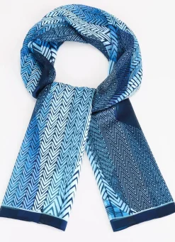 Outlet BADER Schal mit Fantasiedessin BLEU-NACHTBLAU-GRAU-SCHWARZ