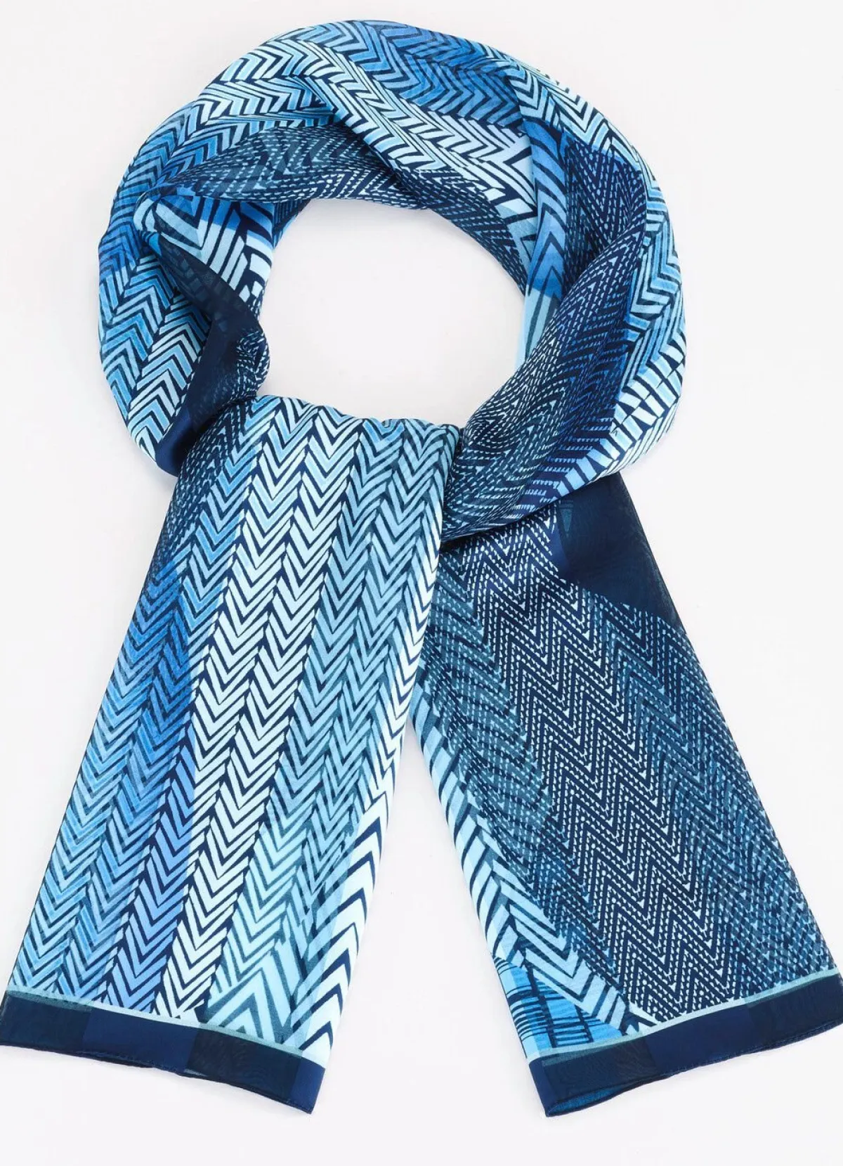 Outlet BADER Schal mit Fantasiedessin BLEU-NACHTBLAU-GRAU-SCHWARZ