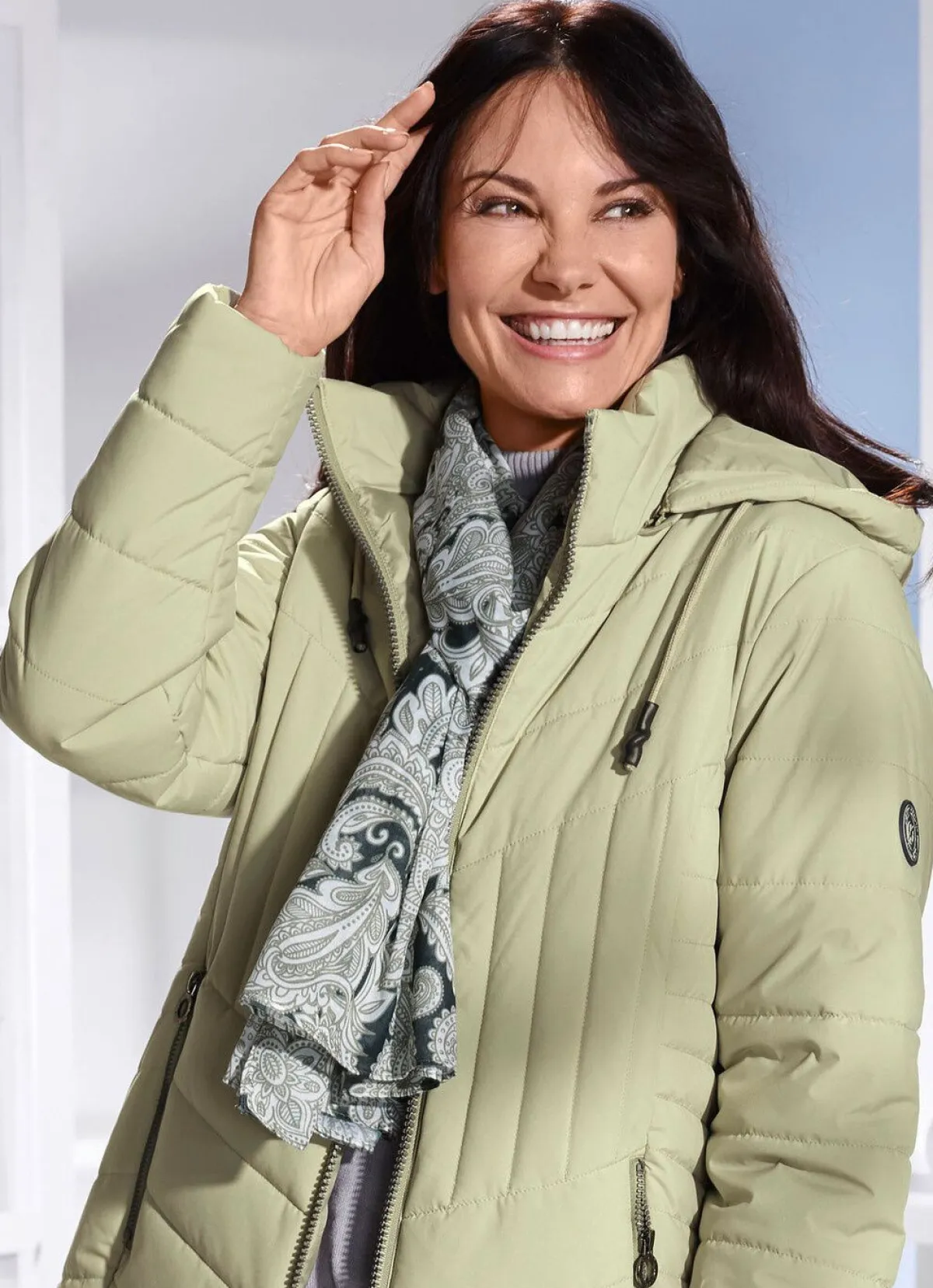 Best BADER Schal mit Fantasiedessin OLIV-LINDGRÜN-KHAKI