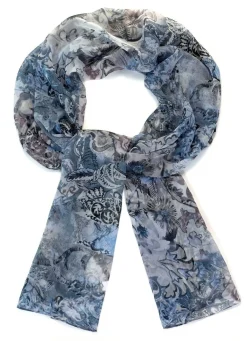 Clearance BADER Schal mit Fantasiedessin WEISS-STAHLBLAU-GRAU-MAUVE