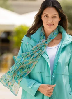 Outlet BADER Schal mit geometrischem Dessin LINDGRÜN-AQUA-SAND-ORANGE
