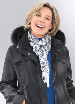 Best BADER Schal mit Paisley- und Herzmotiven ECRU-SCHWARZ