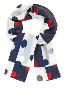 Sale BADER Schal mit Punktedessin WEISS-MARINE-ROT