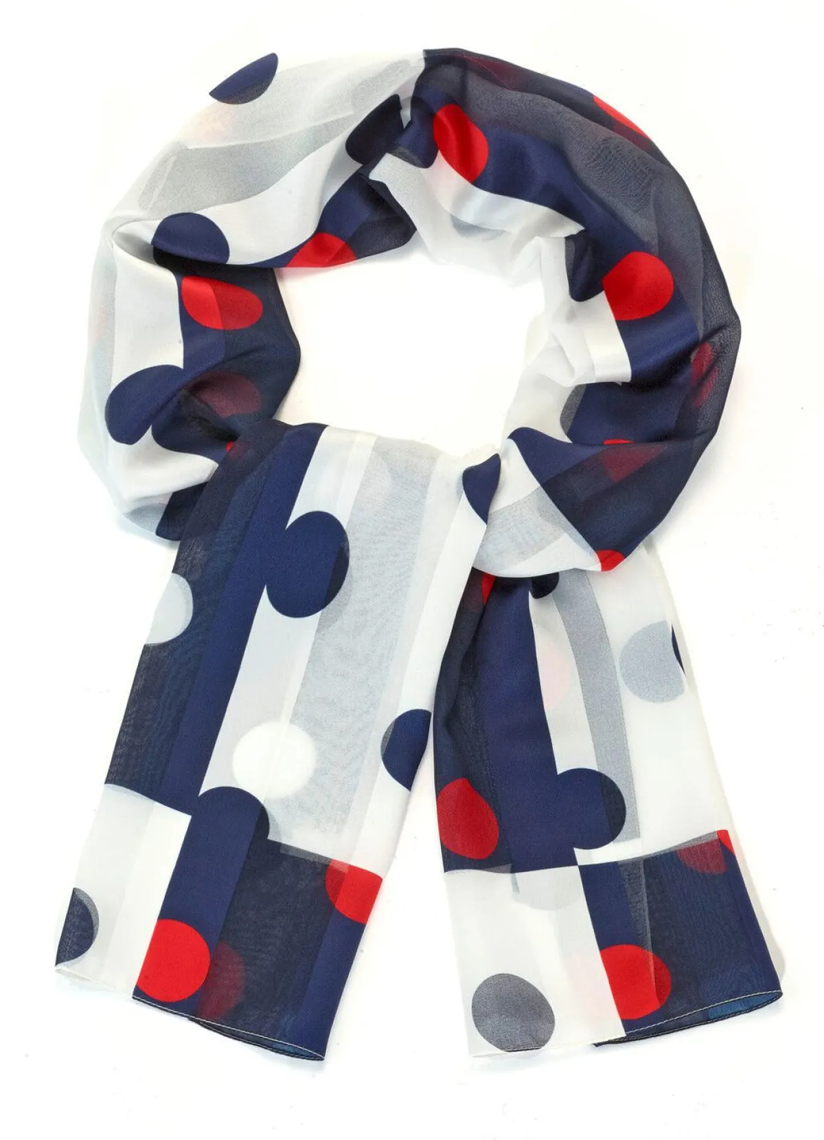 Sale BADER Schal mit Punktedessin WEISS-MARINE-ROT