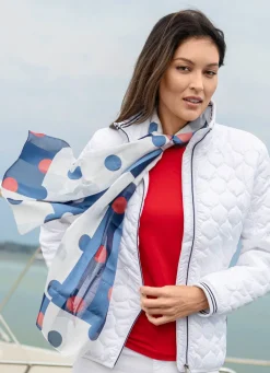 Sale BADER Schal mit Punktedessin WEISS-MARINE-ROT