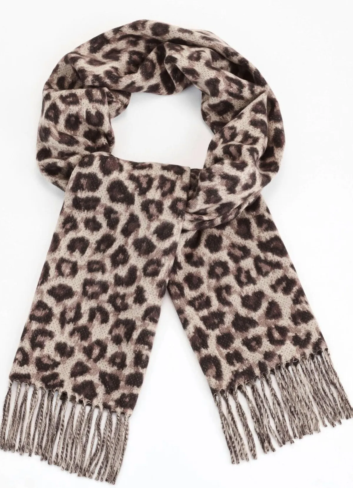 Discount BADER Schal mit Raubtierfell-Dessin BEIGE-MOKKA-SCHWARZ