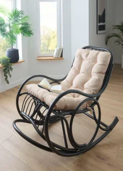 Clearance BADER Schaukelstuhl aus handgeflochtenem Rattanrohr braun