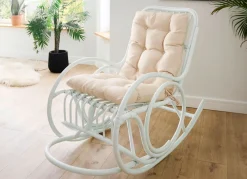 Discount BADER Schaukelstuhl aus handgeflochtenem Rattanrohr weiß