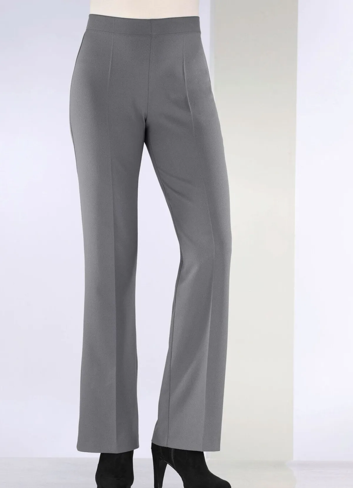 Outlet KLAUS MODELLE MADE IN GERMANY Schicke Hose mit ausgestellter Fußweite MITTELGRAU