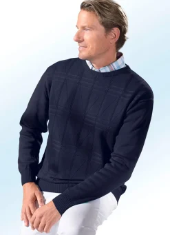 Discount BADER Schicker Rundhalspullover in 3 Farben MARINE