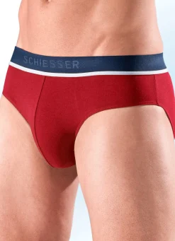 Outlet BADER Schiesser Dreierpack Slips aus Feinjersey 1X MARINE, 1X ROT, 1X GRAU MELIERT