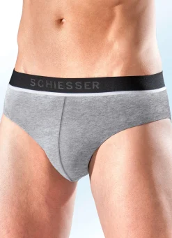Outlet BADER Schiesser Dreierpack Slips aus Feinjersey 1X MARINE, 1X ROT, 1X GRAU MELIERT