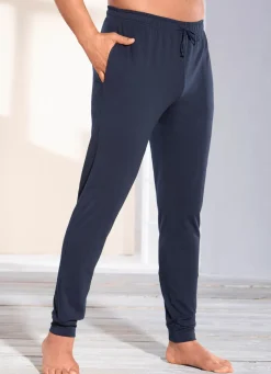 Sale BADER Schlaf- und Freizeithose mit BIO Baumwolle, Bündchenabschllüssen und Durchzugsband MARINE