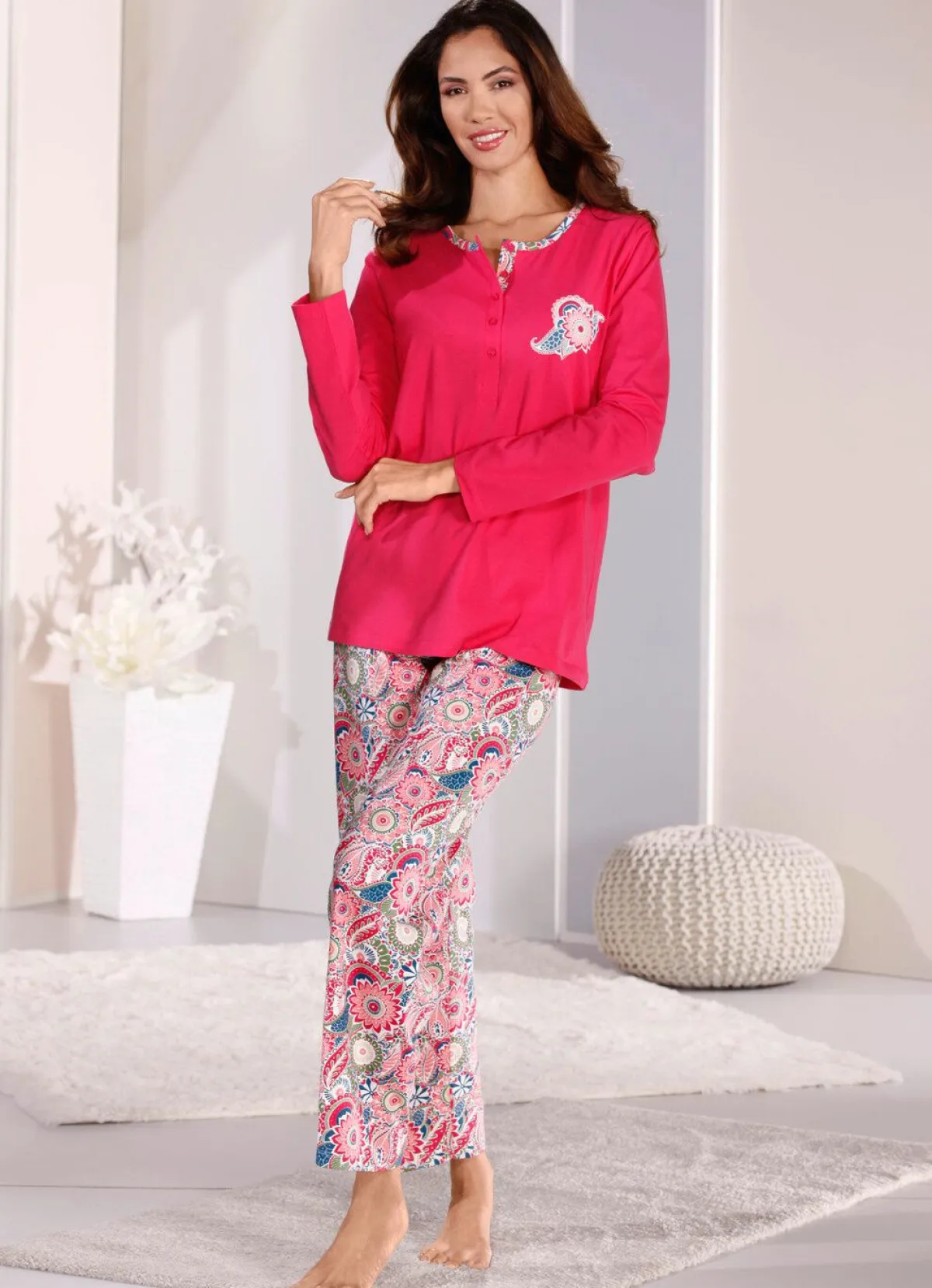 Sale BADER Schlafanzug PINK-WEISS-BUNT