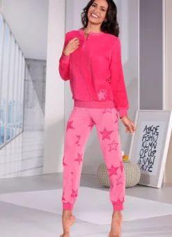 Hot BADER Schlafanzug aus Frottierstrech mit Knopfleiste PINK-ROSA