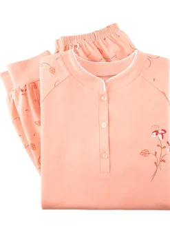 Sale BADER Schlafanzug, Langarm mit Knopfleiste und Bündchen APRICOT