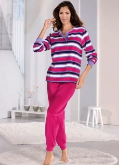 Online BADER Schlafanzug mit Bündchenabschlüssen und Knopfleiste FUCHSIA-FLIEDER-BUNT