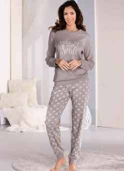 Best BADER Schlafanzug mit Bündchenabschlüssen TAUPE-KIESEL